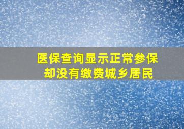 医保查询显示正常参保 却没有缴费城乡居民